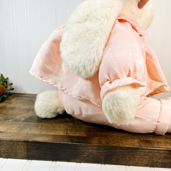 Chrisha Playful Plush Bunny Rabbit Stuffed Animal Pink Dress 20" 1988 VTG - Picture 3 of 13
